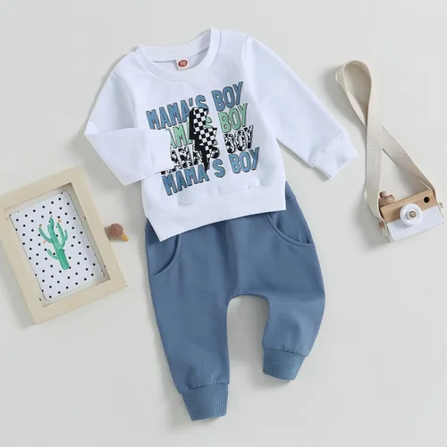 Vista 2 de DNOMAID YZARC Conjunto de sudadera de manga larga para bebé niño de otoño e invierno, 2 piezas, ropa para niños pequeños