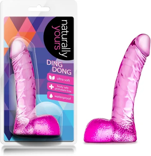 Vista 7 de Blush - Consolador realista de 5.5 pulgadas Naturally Yours Ding Dong, suave y delgado, para principiantes, anal y vaginal, juguete sexual