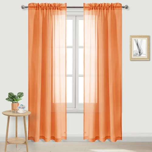Vista 110 de DWCN Cortinas Transparentes Aqua de Voile Semitransparente con Bolsillo para Barra para Dormitorio y Sala de Estar, 36 x 36 pulgadas de Largo, Juego