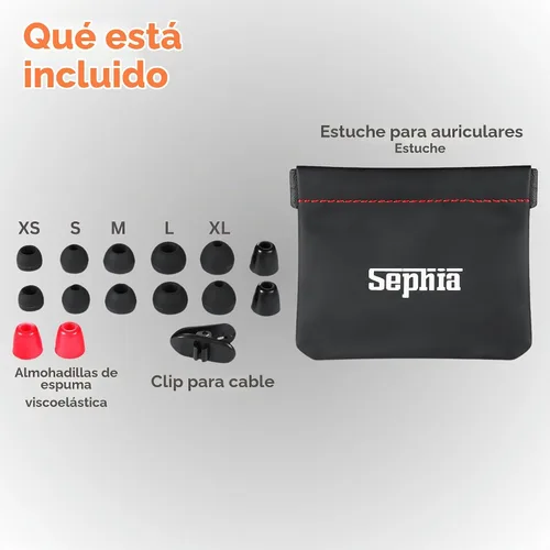 Vista 10 de Sephia SP3060VC - Auriculares con cable y micrófono, auriculares intrauditivos con graves profundos y aislamiento de ruido, controladores de 10mm