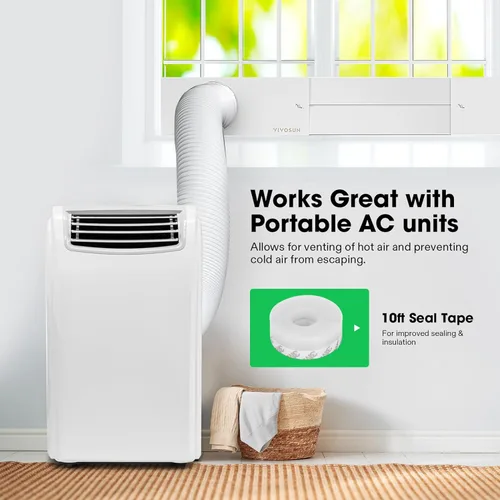 Vista 3 de VIVOSUN Kit de ventilación de ventana, kit de sellado portátil de ventana de CA, compatible con conductos de 4 pulgadas/6 pulgadas y manguera de 5.9