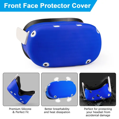 Vista 2 de YIZEIJOB Silicone Cover Set Accessories for Oculus Quest 2 Quest 2 Front Shell Protector Cover Controller Grips Cover Lens Protective Cover
