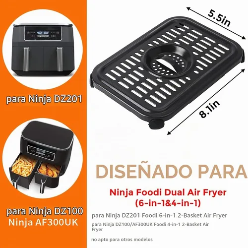 Vista 2 de Piezas de repuesto para freidora de aire para Ninja Foodi DualZone, 2 piezas de accesorios para freidora de aire de grado alimenticio, bandeja