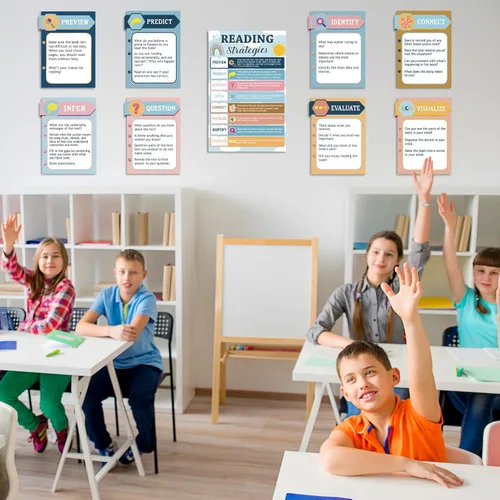 Vista 6 de 15 pósteres de lectura bohemios para decoración de aula, juego de pósteres de tablón de anuncios de arcoíris, póster de lectura de arco iris, póster