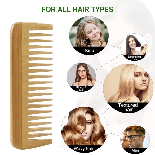 Vista 9 de MRD Cepillo y peine de bambú para el cabello, para hombres y mujeres, masaje cuero cabelludo grueso, fino, rizado, seco para mujeres y hombres