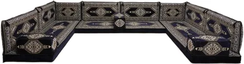 Vista 86 de arabicsofa Sofá en forma de U de estilo árabe para el suelo – Juego de Majlis hecho a mano – Sofá de estilo bohemio