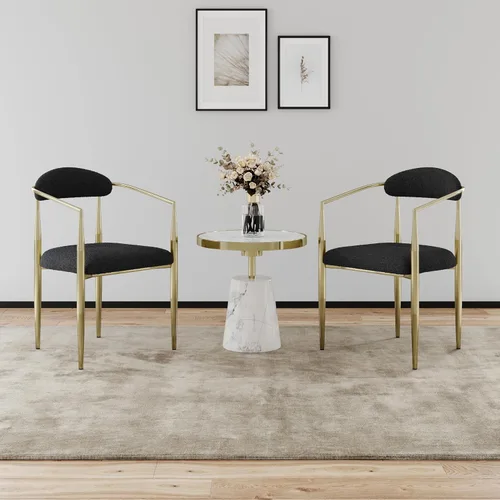 Vista 2 de Dining Chairs Set of 2, Modern Kitchen Dining Room Chairs with Round Backrest and Black Metal Legs, Table & Chair Sets for Home Decor,2pcs
