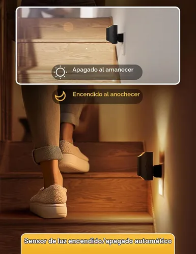 Vista 2 de L LOHAS LED - Luz nocturna LED, luces nocturnas atenuables enchufables a la pared, sensor del atardecer al amanecer, blanco suave 3000K, 0-100LM