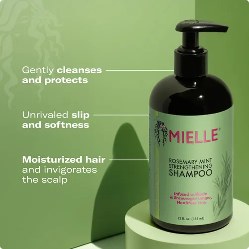 Vista 4 de Mielle Organics - Champú y acondicionador fortalecedor de romero y menta, infundido con biotina, limpia y ayuda a fortalecer el cabello débil