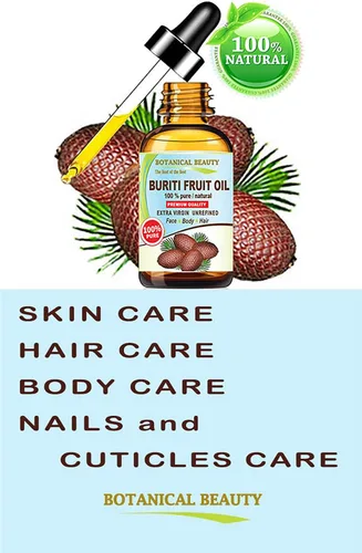 Vista 4 de Botanical Beauty Aceite de fruta brasileño Buriti 100% puro, natural, virgen, sin refinar, aceite portador prensado en frío sin diluir para cara