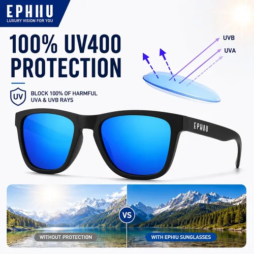 Vista 6 de EPHIU Polarized Sports Sunglasses for Men Women Lightweight TR90 Running Sunglasses with UV400 TAC Lenses for Cycling Fishing