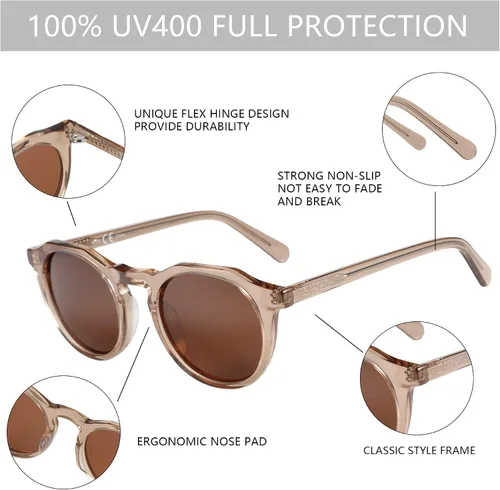Vista 13 de ZENOTTIC Gafas de sol polarizadas redondas vintage para hombres y mujeres con protección UV400
