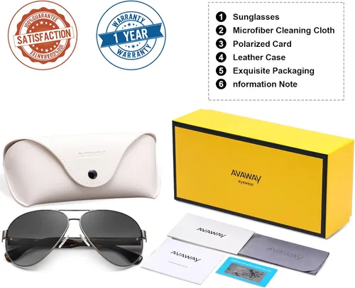 Vista 7 de AVAWAY Aviator Sunglasses for Women Men 100% UV400 Protection Lightweight Driving Fishing Outdoors Sports Sunglasses