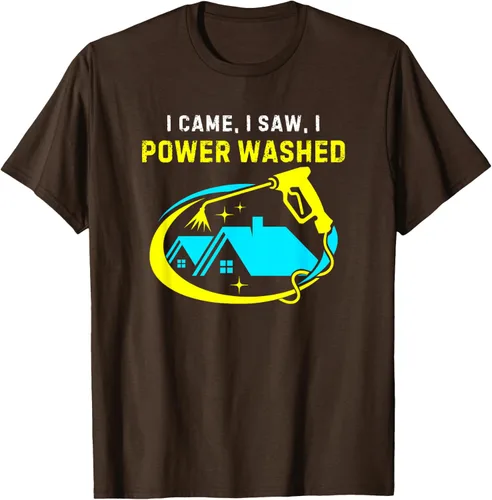 Vista 9 de Camiseta con texto en inglés "I Came, I Saw, I Power Washed Funny Power Washing", Negro