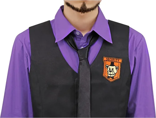 Vista 3 de C-ZOFEK Disfraz de cosplay de FNAF de talla estadounidense con sombrero morado
