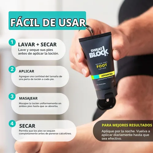 Vista 5 de SweatBlock Loción antitranspirante para pies, eliminador de olores de pies
