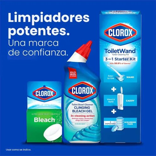 Vista 9 de Clorox Limpiador de inodoro, gel blanqueador adherente, mata el 99.9% de bacterias y virus, niebla oceánica, 24 onzas líquidas, paquete de 2