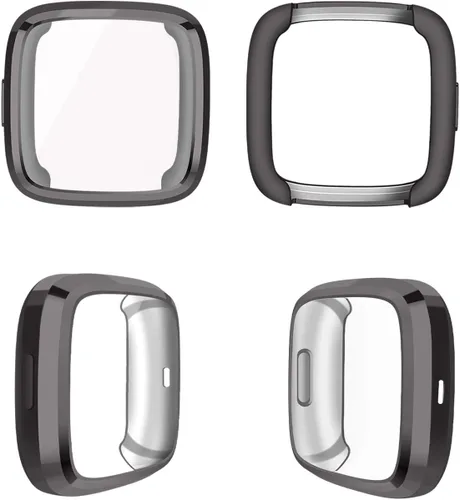Vista 9 de Wepro Funda protectora de pantalla compatible con reloj inteligente Fitbit Versa 2, paquete de 3 fundas de TPU suave chapado en poliuretano
