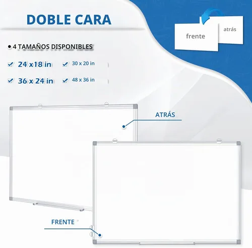 Vista 2 de DOLLAR BOSS Pizarra magnética blanca, 30 x 20 pulgadas, pizarra de borrado en seco de doble cara Whiteboard