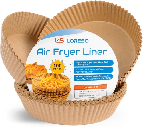 Vista 8 de Air Fryer Liners - Papel pergamino desechable, 100 unidades, redondo de 6 a