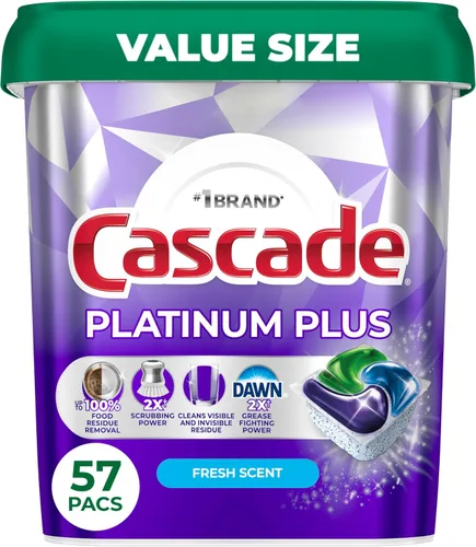 Vista 12 de Cascade Platinum Plus - Cápsulas para lavavajillas, detergente para lavavajillas, jabón detergente para platos, fresco, 19