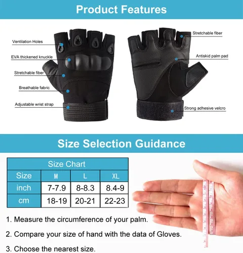 Vista 2 de SUJAYU Guantes de entrenamiento sin dedos para hombres con protección de nudillos para deportes al aire libre