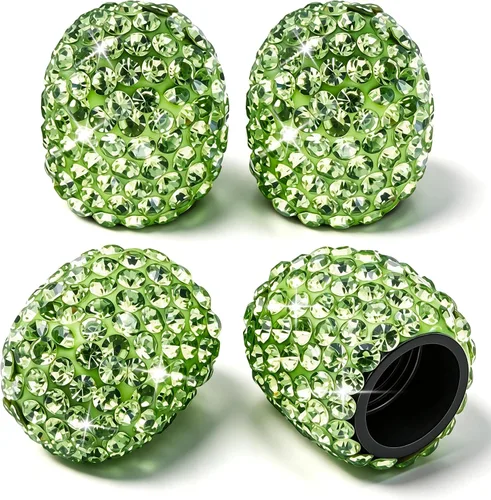 Vista 39 de 4 tapas de válvula de vástago de neumático de diamantes de cristal brillante, a prueba de polvo, tapas universales para válvulas de neumáticos