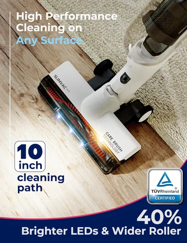 Vista 4 de Roomie Tec SlimVac Pro - Aspiradora inalámbrica para el hogar, batería de 2200 mAh, alta potencia de succión, ligera, desmontable de mano con filtro