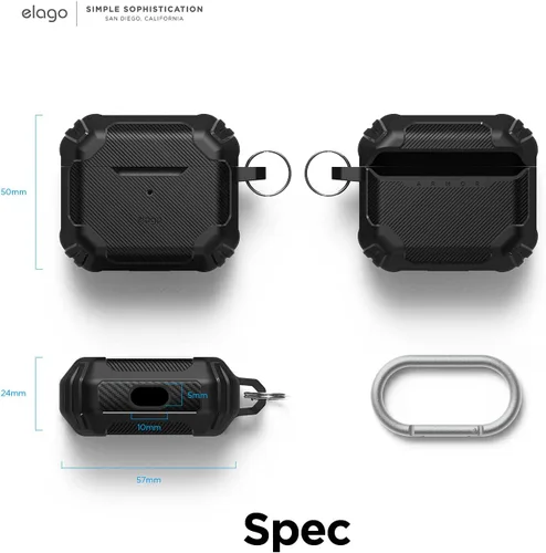 Vista 8 de elago - Funda de armadura sólida compatible con AirPods de tercera generación, compatible con AirPods 3, diseño de absorción de golpes, TPU