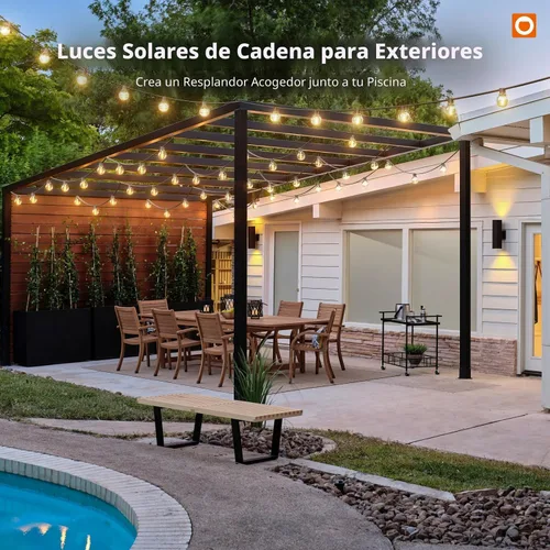 Vista 9 de addlon Cadena de luces solares para exteriores de 25 pies con alimentación solar, resistente al agua con control remoto, cadena de luces solares