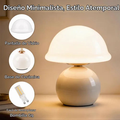 Vista 6 de Lámpara de cristal de hongos, lámpara de mesita de noche