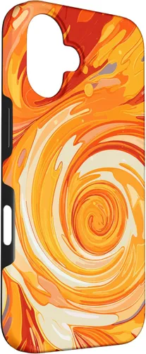 Vista 3 de iPhone 16 Swirl Orange Color Illustration Pattern Abstract Art Case