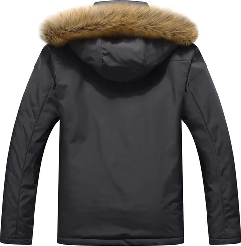 Vista 2 de Abrigo de nieve de invierno para hombre, chaqueta de esquí cálida, impermeable, con capucha, ropa de trabajo, Nieve