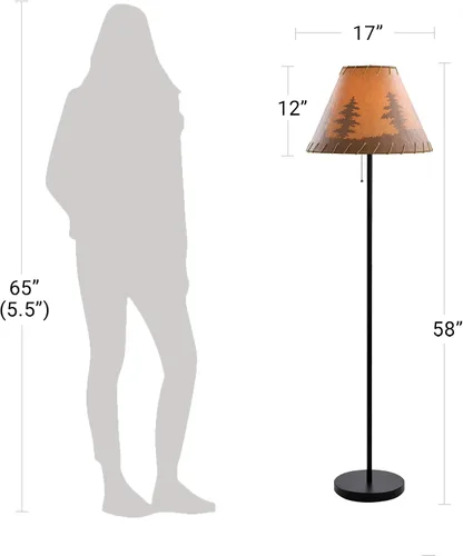 Vista 4 de Catalina Lighting 19910-000 Lámpara de pie rústica para cabaña, lámpara de pie, luz de sala de estar para cabina o hogar, bombilla LED no incluida
