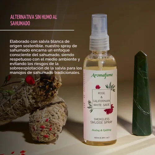 Vista 3 de Spray de manchas de salvia blanca y rosa para limpieza espiritual