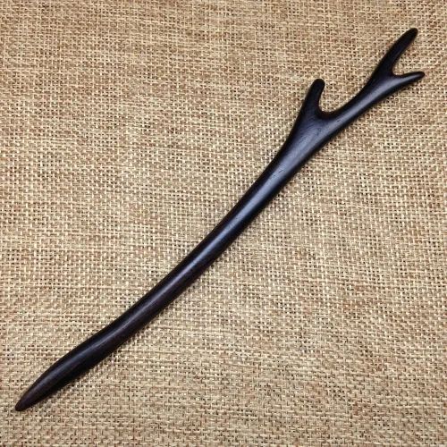 Vista 3 de Palillos clásicos hechos a mano tallados para el cabello, sándalo negro natural (ébano), palillos para peinar, accesorio para hacer updo, 7 pulgadas