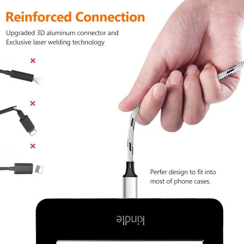 Vista 9 de Cable de carga múltiple, paquete de 2 cables trenzados múltiples USB de 6 pies, cable de carga universal 3 en 1 con doble tipo C, conectores