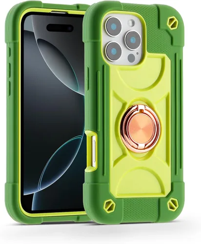 Vista 37 de MARKILL Funda compatible con iPhone 14 Pro de 6.1 pulgadas con soporte de anillo integrado, protección contra caídas de grado militar, carcasa Palta