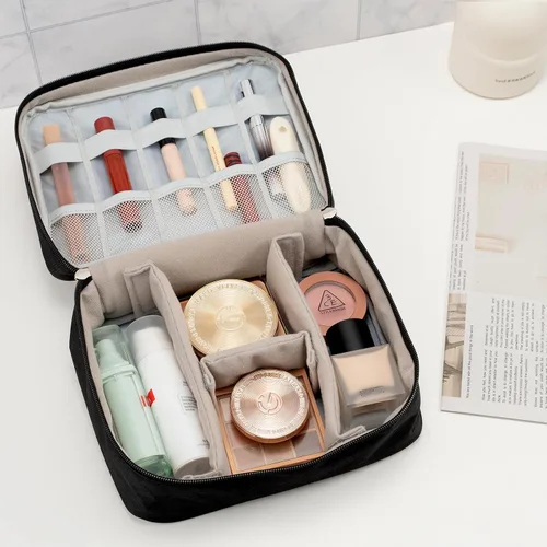 Vista 5 de Bolsa organizadora de cables, funda de viaje para accesorios electrónicos, bolsa de almacenamiento impermeable de doble capa para cargador, cable
