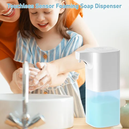 Vista 8 de Dispensador automático de jabón espumoso, espuma ajustable de 4 niveles, dispensador automático de jabón de manos de 11.8 fl oz, recargable