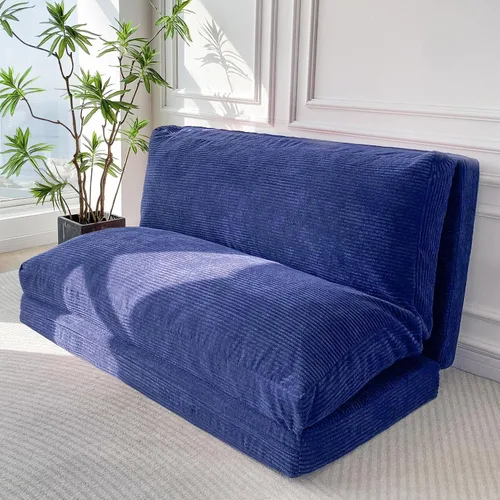 Vista 25 de MAXYOYO Sofá cama plegable, sofá de suelo, silla convertible con funda lavable, sofá de suelo, sillón, puf, cama para sala de estar, beige, 39 x 91
