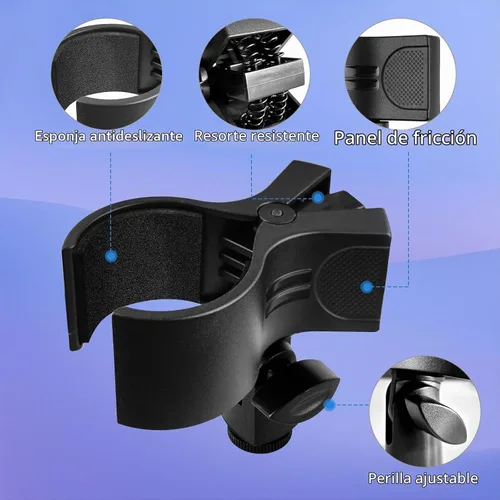 Vista 2 de BILIONE Soporte para micrófono, clip grande para accesorios de micrófono para soportes y trípode