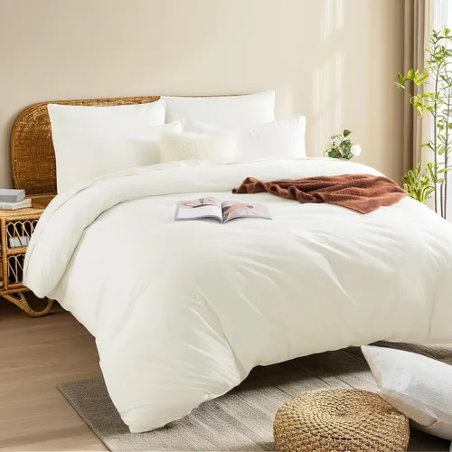 Vista 116 de NEXHOME PRO Funda de edredón Twin XL 100% algodón lavado, transpirable, duradera, texturizada, similar al lino, juego de ropa de cama para el hogar