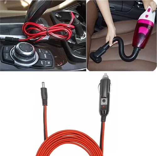 Vista 7 de Cable cargador de coche de CC – Conector de 0.217 in x 0.083 in a encendedor de cigarrillos macho enchufe con 2 conectores adicionales 12-24V 15A