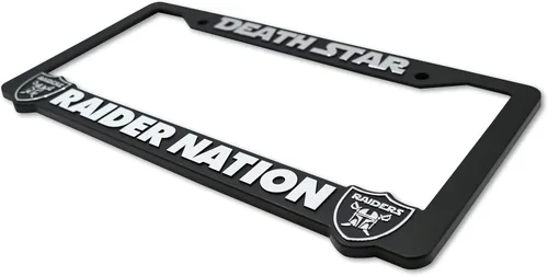 Vista 3 de Deathstar - Marco elevado 3D para placa de matrícula Raider Nation 1 paquete de cubierta para placa de automóvil Soporte universal para placa