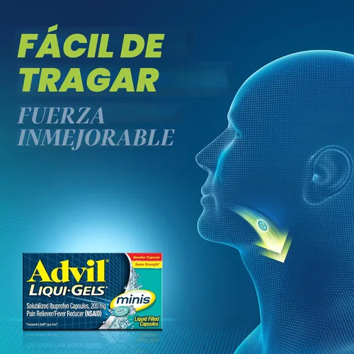 Vista 5 de Advil Liqui-Gels Minis - Analgésico y reductor de fiebre, medicina para el dolor para adultos con ibuprofeno 200 mg para aliviar el dolor, 80