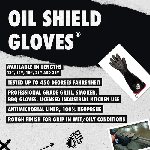 Vista 6 de Oil Shield® - Guante de neopreno de alto calor de 18 pulgadas, filtración de freidora, clasificación de temperatura de 450 grados, seguridad