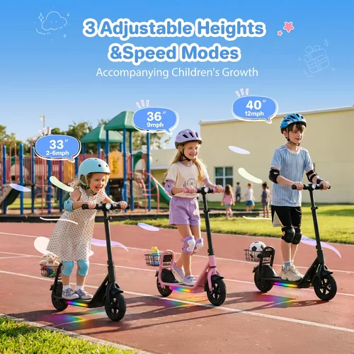 Vista 5 de iScooter Scooter eléctrico para niños 2 en 1 ik7, alcance de hasta 12 mph y Negro oscuro