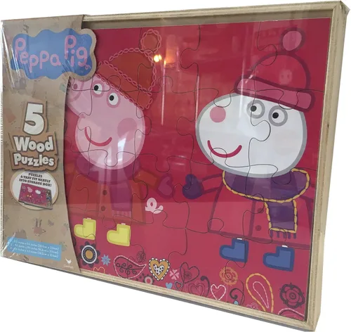 Vista 3 de Paquete de 5 rompecabezas de Peppa Pig en caja de madera, Peppa Pig