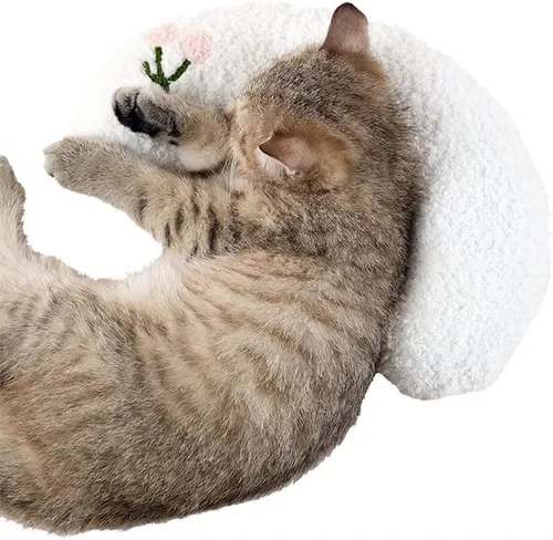 Vista 8 de Les Arbres Fair Pequeño Cojín para Gatos, Ultra Suave y Esponjoso, Juguetes Tranquilizantes para Mascotas, Media Dona, Cuddler para Alivio